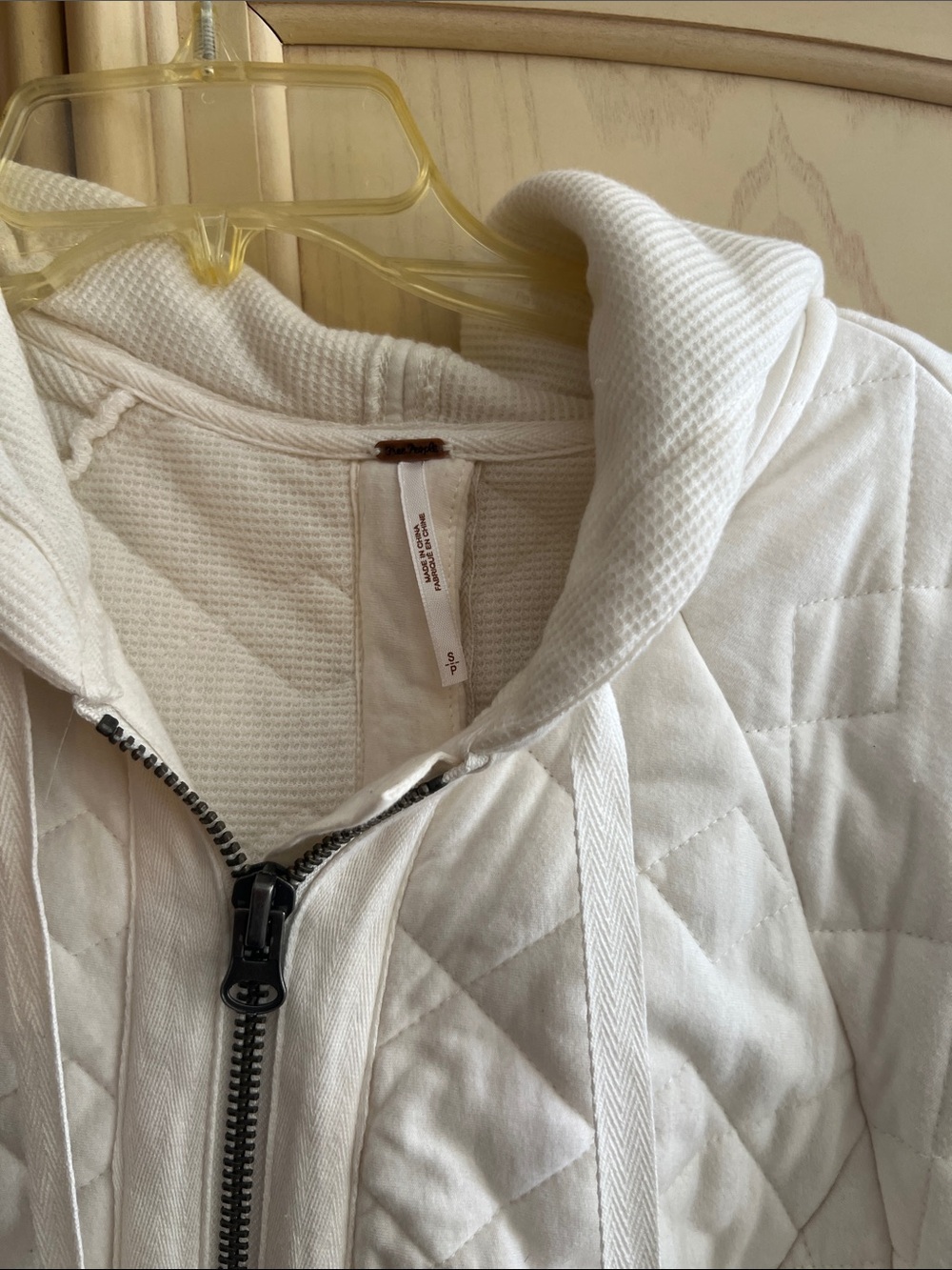 Cream Quilted Hooded Zip Jacket - Women's new with ticket
